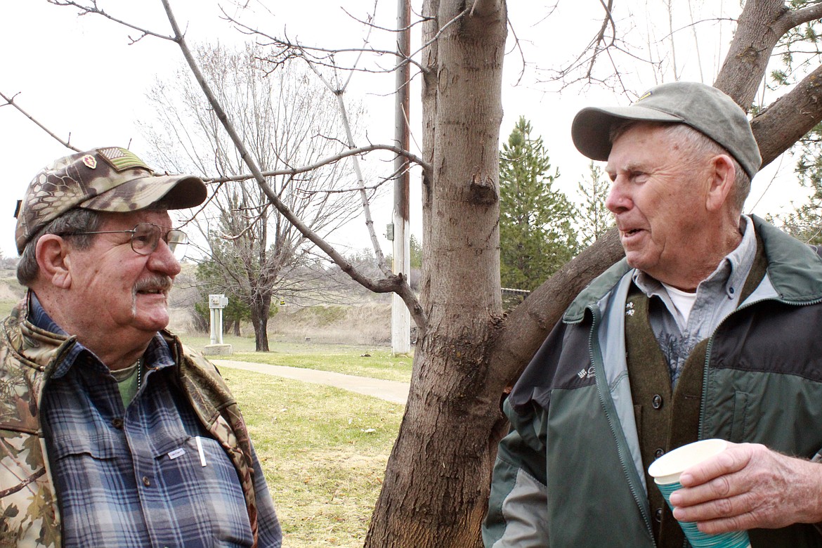 from left: Harold Hudson and Phil Crismore, certified Hunters Eductaion instructors discuss new policies.