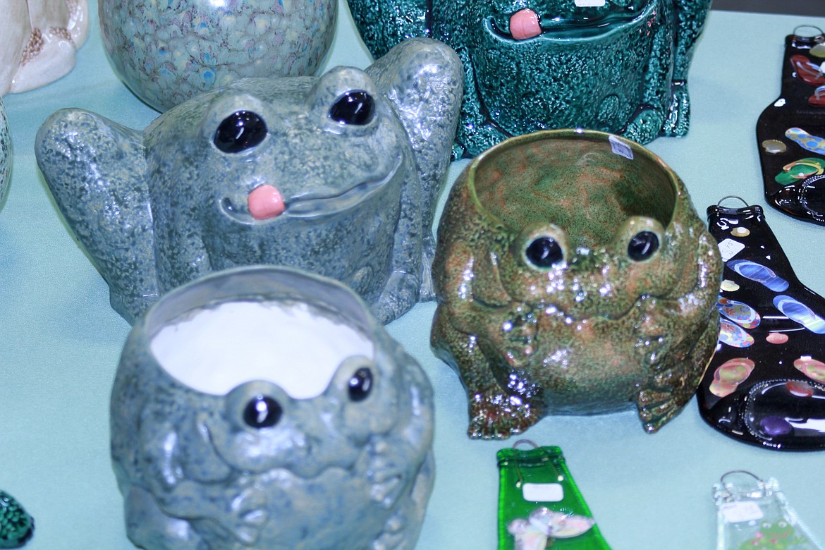 SEVERAL CERAMIC frogs wait on a table for someone to purchase them during the second annual crafts fair held at the Paradise Center. (Douglas Wilks photos/Clark Fork Valley Press)
