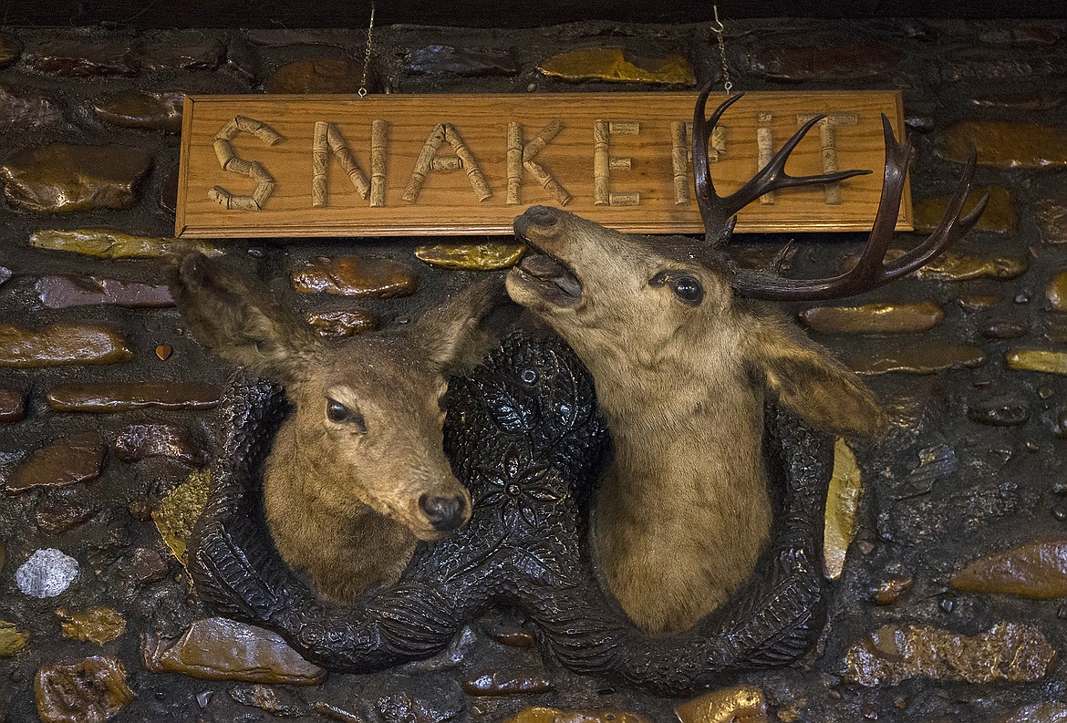 LISA JAMES/PressThe unique deer heads are a recognizable trademark of the Snake Pit in Enaville, Idaho. The Snake Pit is believed to be the oldest restaurant in Idaho.