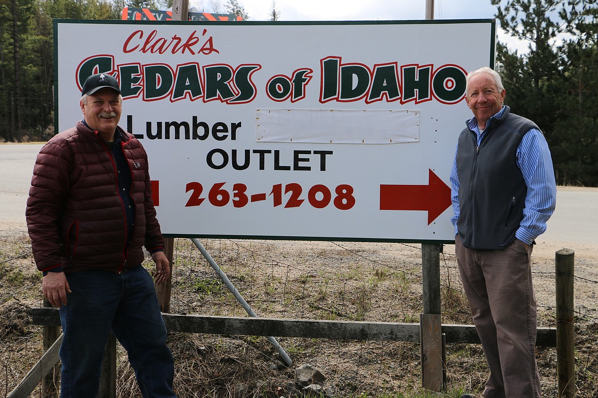 (Photo by MARY MALONE)
Rich Ballard, left, recently purchased Cedars of Idaho from Tom Clark, right, and will continue the tradition of selling cedar products such as fencing, siding, shingles and more.