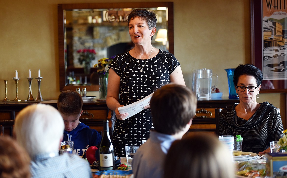 Rabbi Francine Roston welcomes family and friends to the seder meal at her home in Whitefish on April 10. Passover began on the 10th and will continue until Tuesday, April 18.(Brenda Ahearn/Daily Inter Lake)