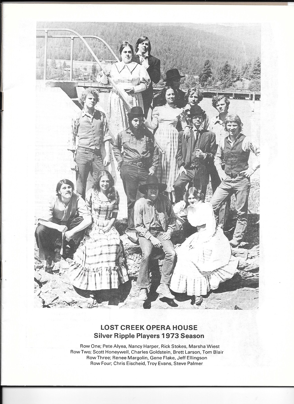 TROY EVANS is seen at the top of this cast photo for the Silver Ripple Players, one of the many configurations under which the early drama program at FVCC presented plays.