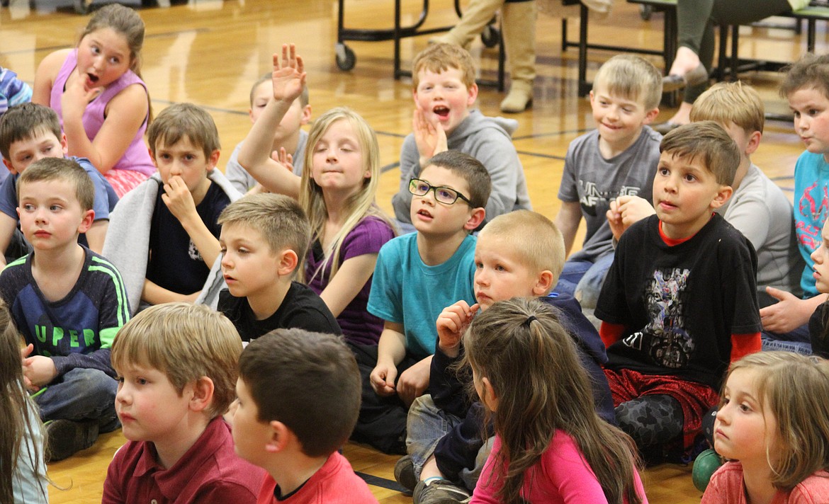 Students at Canyon Elelmentary School interact during their lead awareness assembly with Val Wade.