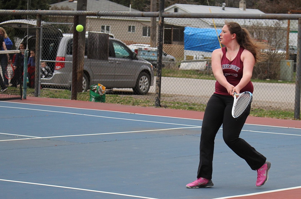 Clark Fork tennis player, Madison Courser defeated opponent Elise Stensrud in a April 11 match in St. Ignatius (file photo). (Kathleen Woodford/Mineral Independent).