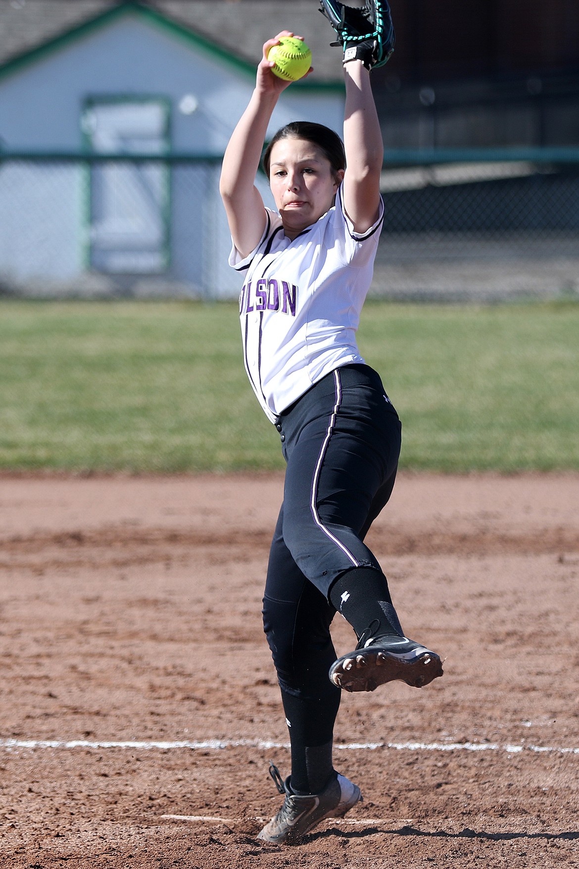 POLSON PITCHER Haley Fyant prepares to deliver a pitch this weekend in the Belgrade Invitational this weekend at Belgrade. (Photo courtesy of Bob Gunderson)