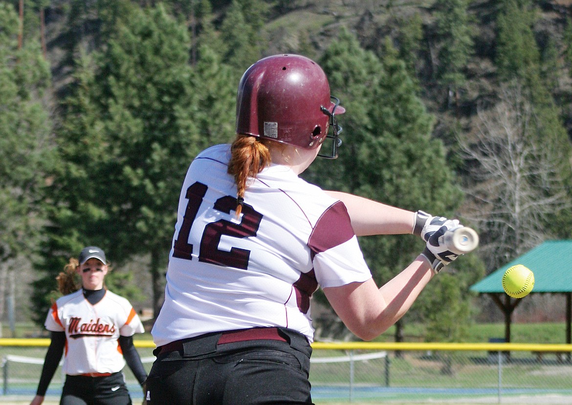 Montana Rice at the plate vs. the Maidens of Ronan April 15. (Elka Wood/TWN)