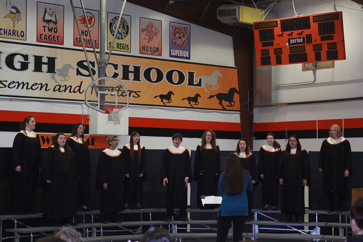 THE CONCERT Choir sings &#147;John the Rabbit&#148; during the Pre-Festival Concert at Plains High School. (Douglas Wilks photos/Clark Fork Valley Press)