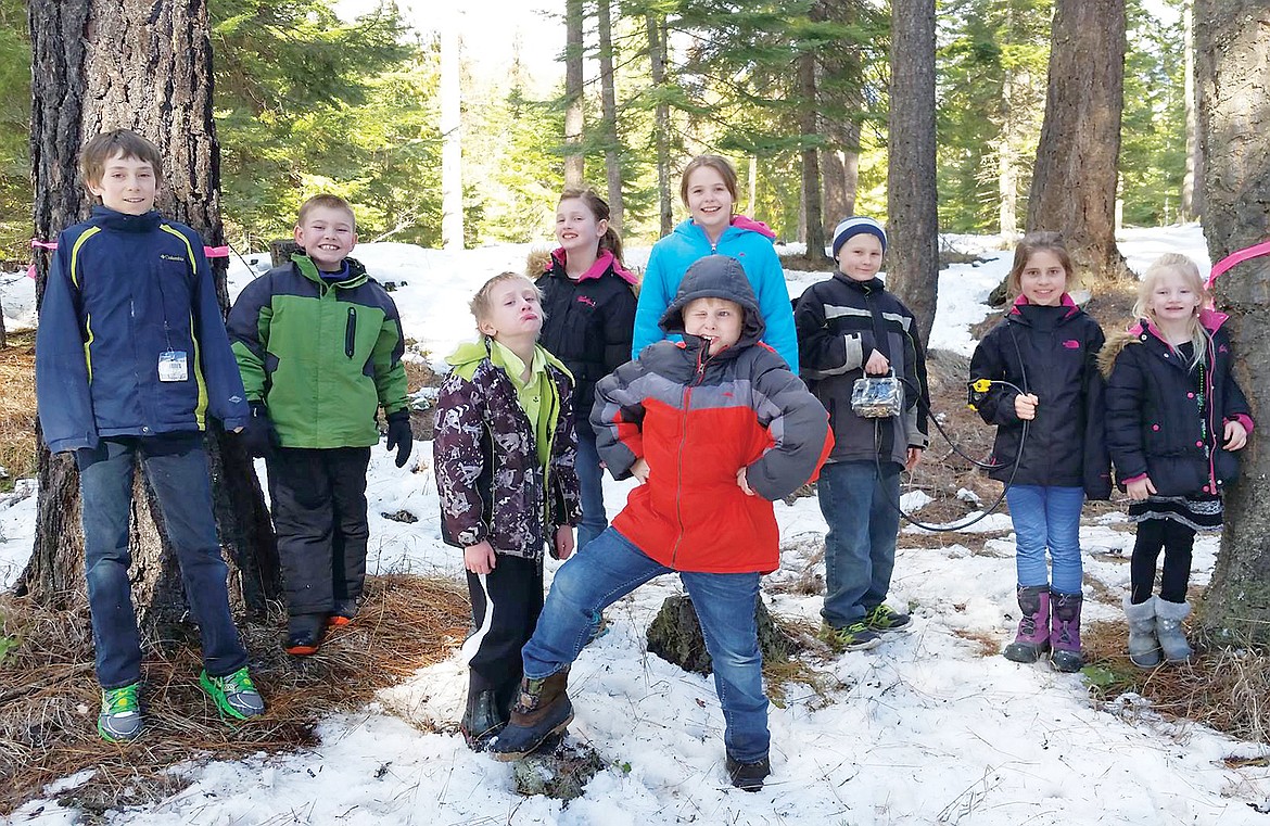 Students from Troy's after school program join staff from Yaak Valley Forest Council to learn about setting up game cameras to monitor wolverine activity.