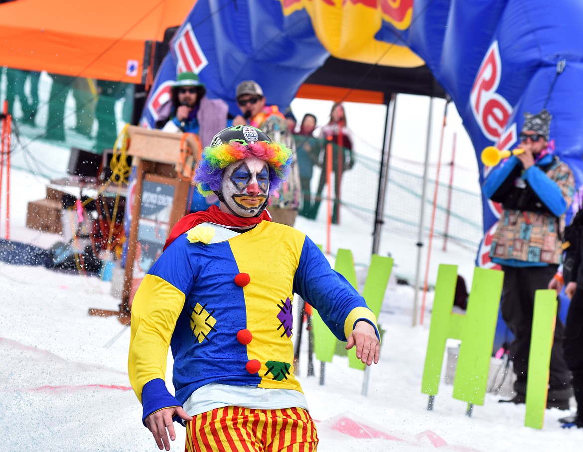 Skiers and snowboarders braved the pond skim competition Saturday at Whitefish Mountain Resort. The annual event marks the end of ski season. (Heidi Desch/Whitefish Pilot)