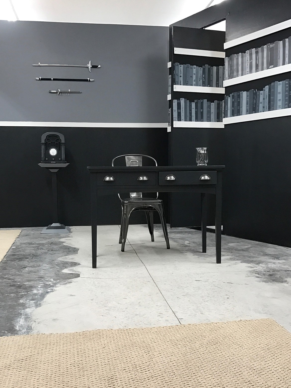 STILLWATER CHRISTIAN&#146;S spring show, &#147;The Musical Comedy Murders of 1940,&#148; will take place on a grayscale set like this one, to mimic the black-and-white broadcasts of that era. The show plays April 28 and 29 at the Bigfork Center for the Performing Arts. (Courtesy photo)