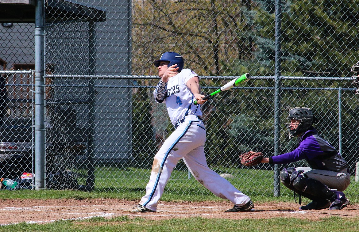 &#151; Photo by MANDI BATEMANSenior Nick Sabin gets a hit during a home game.