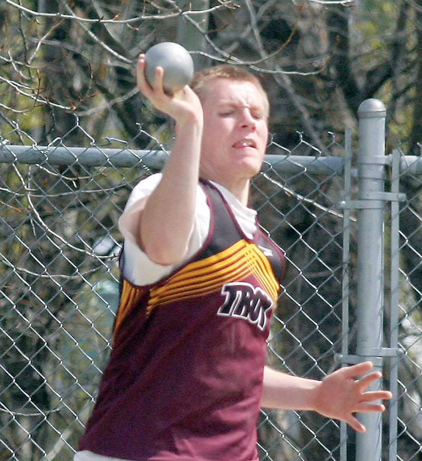 Royal Johnson competes in the shot put during Saturday&#146;s Libby Invite track meet.