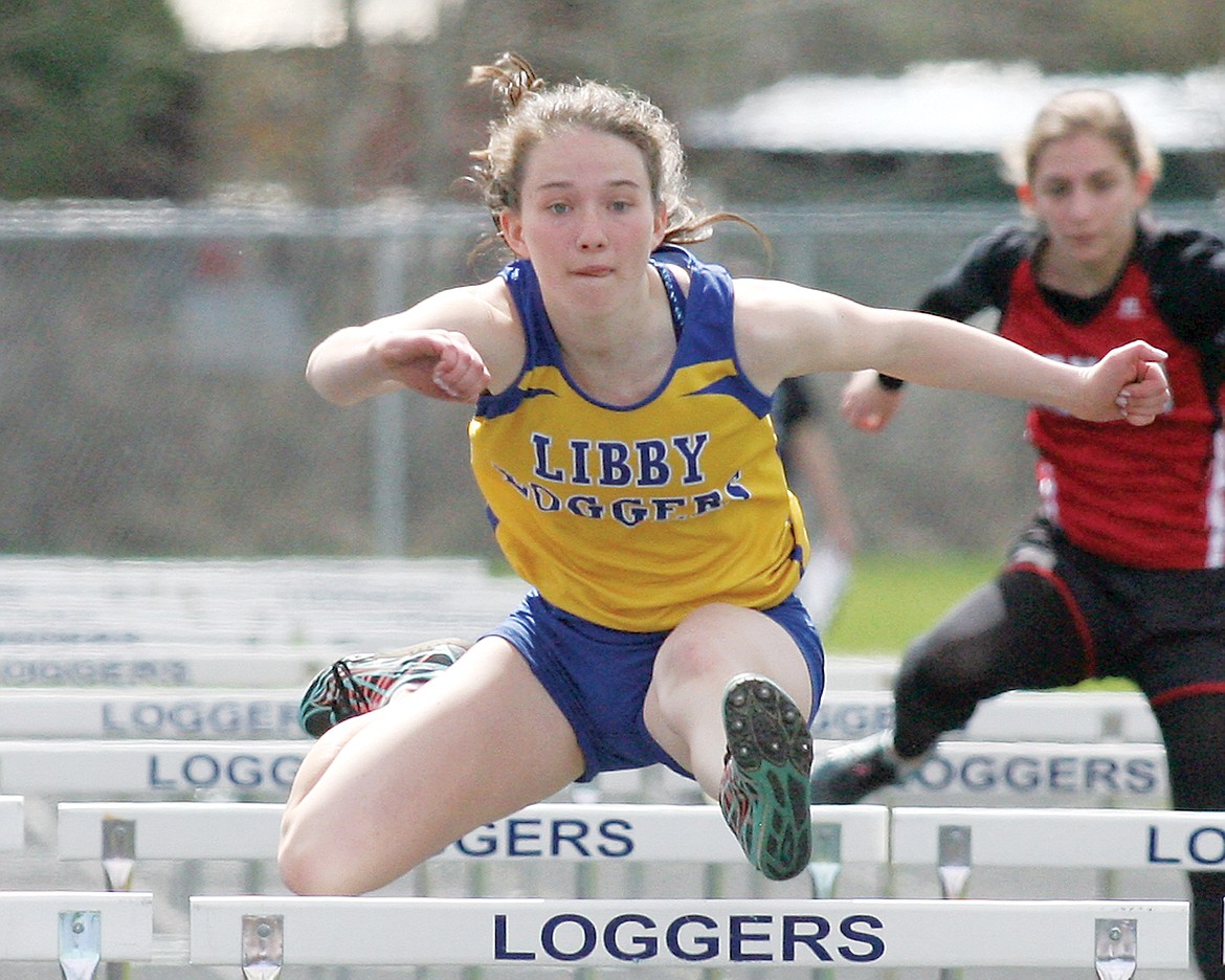 Emma Gruber first in 100-meter hurdles with a time of 17.41.