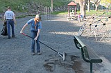 Volunteers clean up a well-loved park