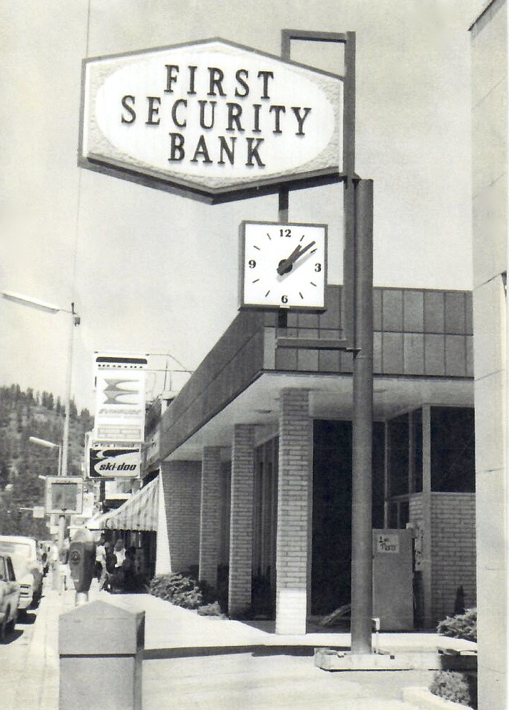 &#151;Photo courtesy of the Boundary County Museum
In an attempt to restore the historic First Security Bank, owners Victor and Tess Rae are searching for the original clock that used to hang below the bank&#146;s sign. If you have information regarding its whereabouts, please contact Victor Rae at General Feed and Grain, 208-267-3185.