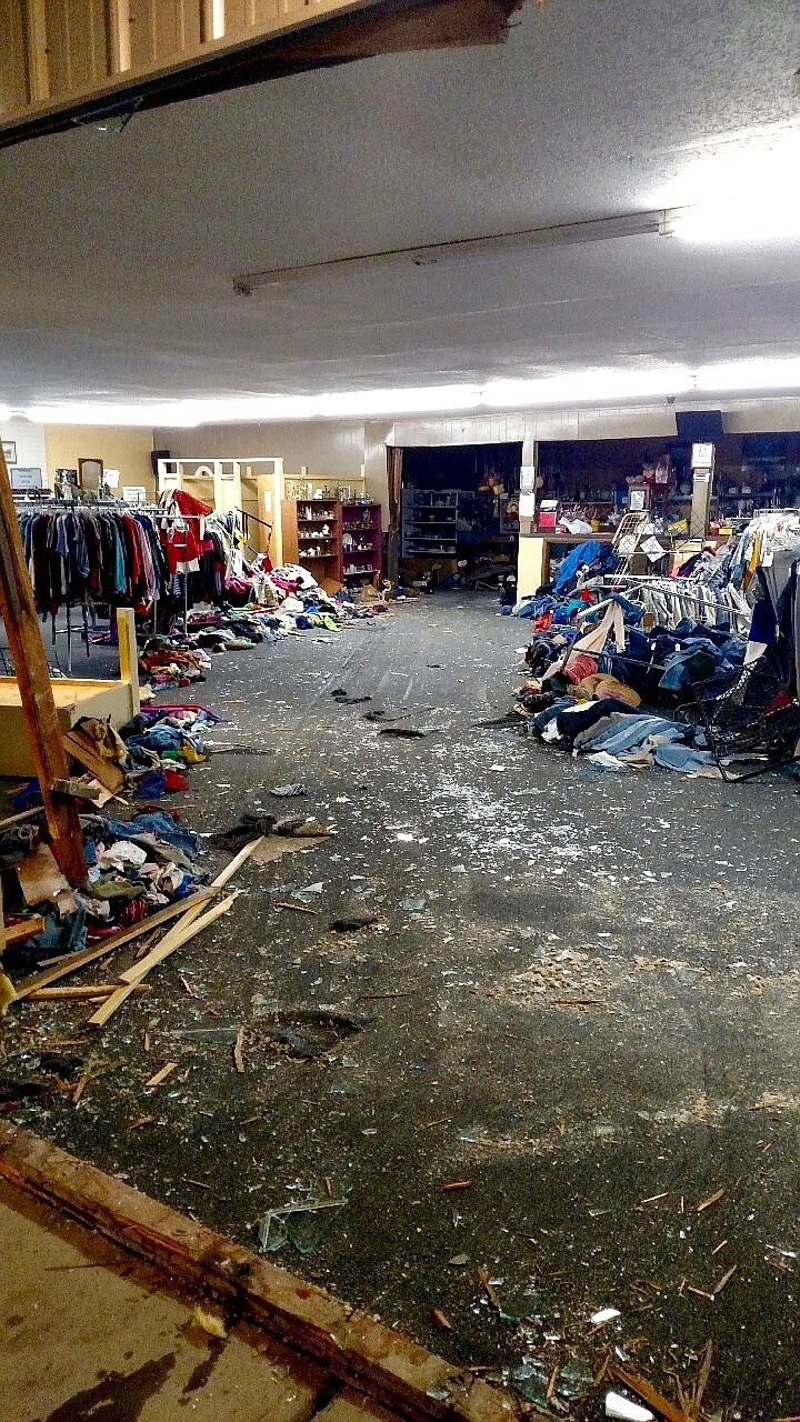 The path the vehicle took once inside the store can be seen.