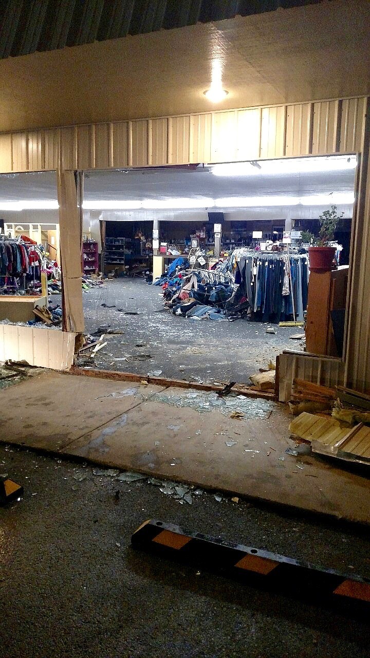 The entry point of the vehicle into the store.