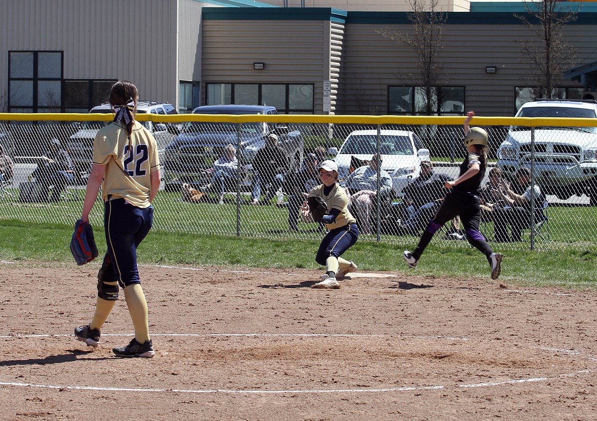 Wildcat Madyson Umphenour beats the throw to first during Kellogg&#146;s loss to Timberlake. 

Photo by Josh McDonald