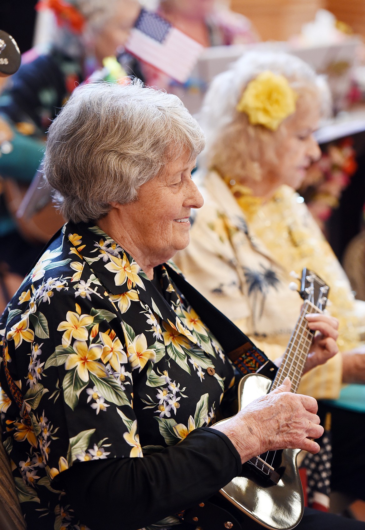 RETHA JAKEAWAY and members of the Kaz-Uke-Eeeef play for the residents at Immanuel Lutheran Communities on Monday, April 17, in Kalispell.
(Brenda Ahearn/Daily Inter Lake)