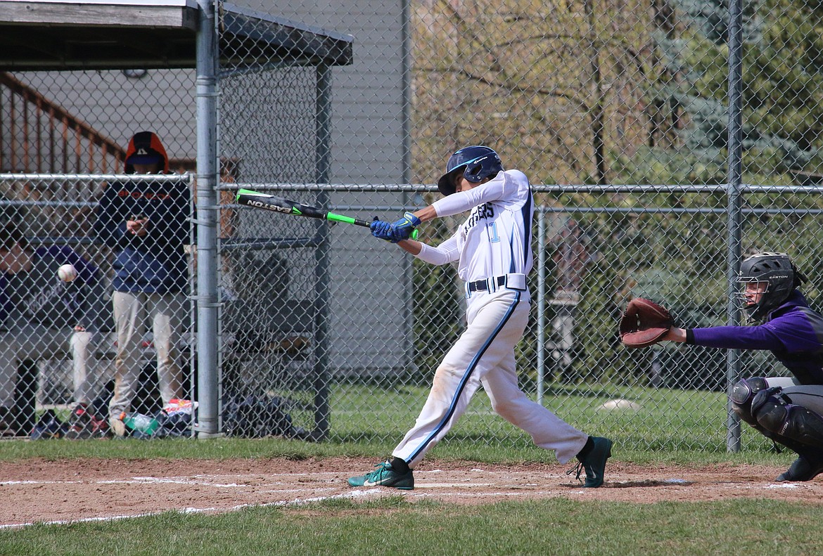 &#151;Photo by MANDI BATEMAN
Bonners Ferry&#146;s Raul Rodriguez at bat during last Saturday&#146;s game against Kellogg in Bonners Ferry.