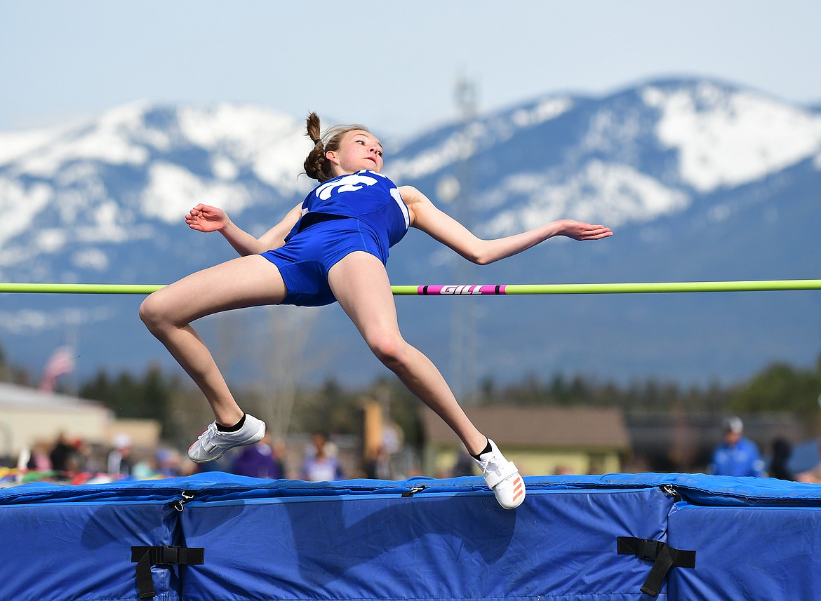 Kara Mohr competes in the high jump at the Iceberg Invitational.