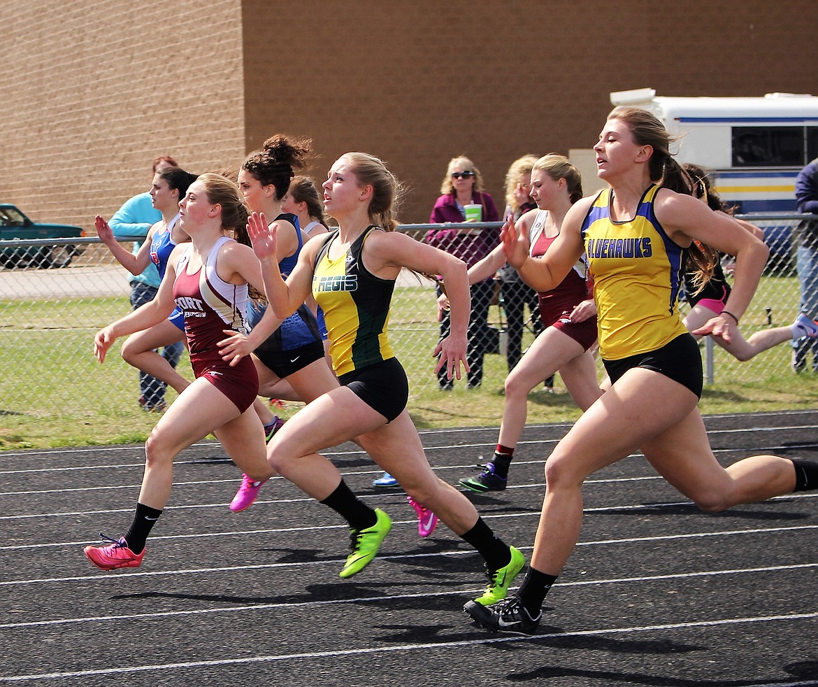 St. Regis senior Madison Hill placed first in long jump with 15-7 and also placed second in the 100 meter dash with a time of 13.23 on Saturday in Frenchtown. (Kathleen Woodford/Mineral Independent).