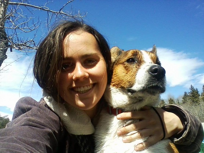 Madeline Connelly and her dog Mogie.