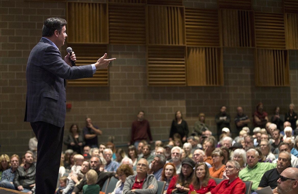 Photos by LISA JAMES/Press
Idaho Congressman Raul Labrador, (R), hosted a town hall at Lake City High School in Coeur d&#146;Alene on Friday night.