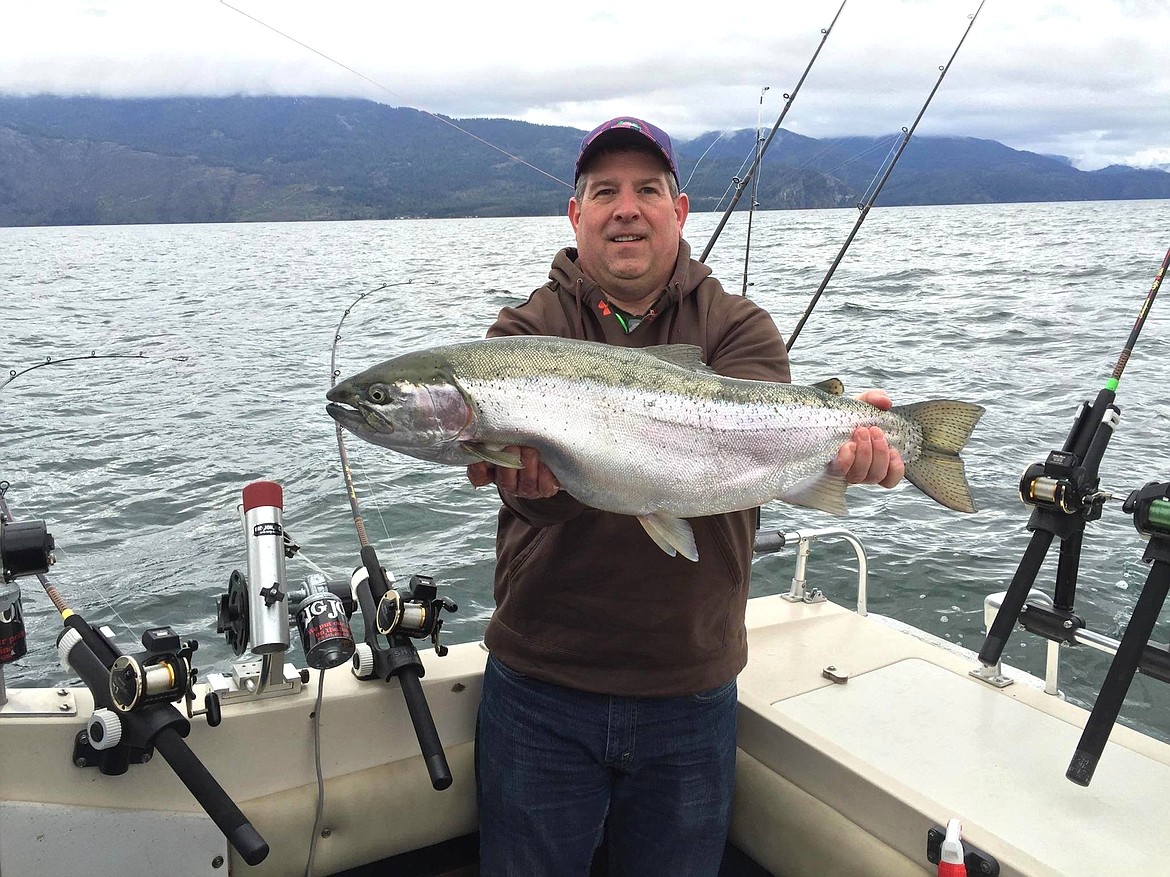 (Photo courtesy LAKE PEND OREILLE IDAHO CLUB)
Lake Pend Oreille Idaho Club vice president Clint Nicholson) holds a nice rainbow safely caught and released during the derby on Tuesday.