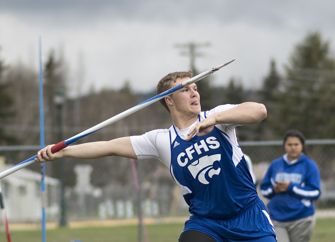 Dakota Bridwell took second in the javelin at Whitefish.