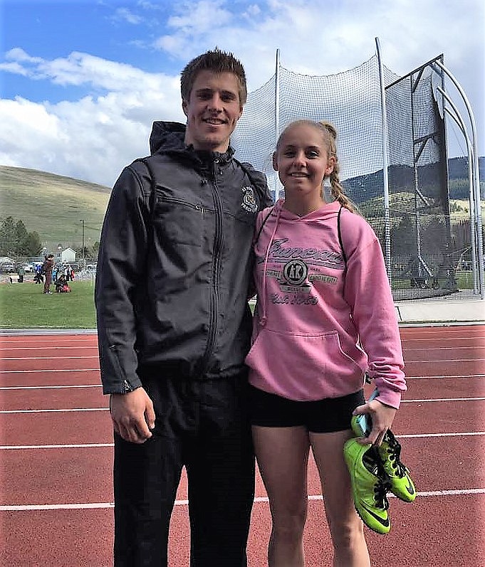 St. Regis teammates Brock Cantrell-Field and Madison Hill both took first place during track meets in Missoula and Whitefish last week with Cantrell-Field setting a new school record in discus. (Photo courtesy of Jolene Cantrell-Field)