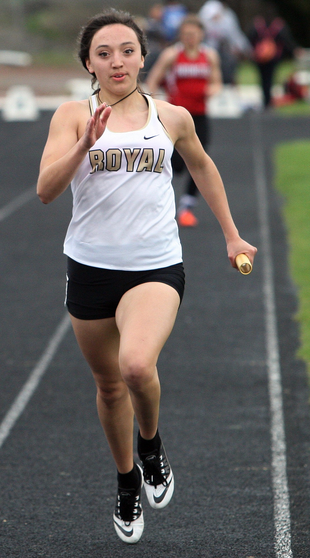 Ted Escobar/The Sun Tribune - Noelia Juarez ran the anchor leg on Royal's 4x400 relay that finished second at the meet.