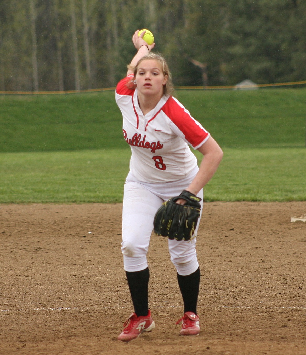 (Photo by ERIC PLUMMER)
With the potential for multiple games on Friday and possibly Saturday, the Bulldogs will need sophomore Tanis Davis for some pitching depth. Davis&#146; three scoreless frames in the district championship were crucial to the win.