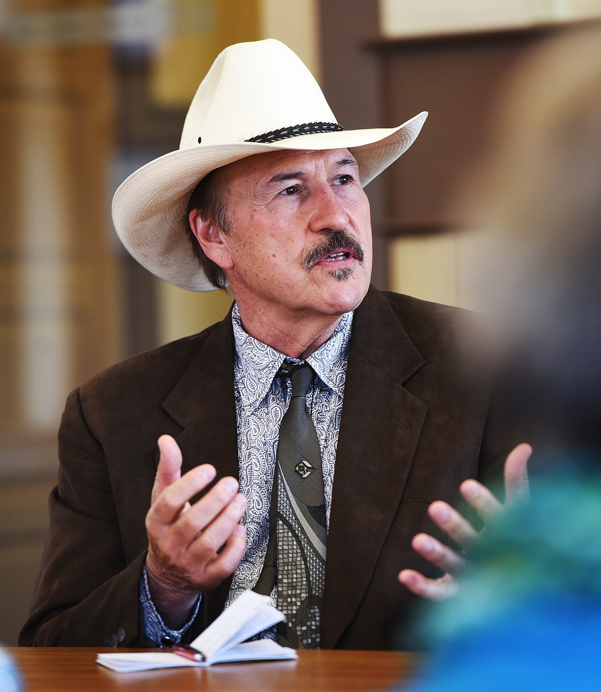 Rob Quist, the Democratic nominee for Montana&#146;s at-large U.S. House seat, meets with members of the Kalispell Chamber of Commerce Monday afternoon. (Brenda Ahearn/Daily Inter Lake)