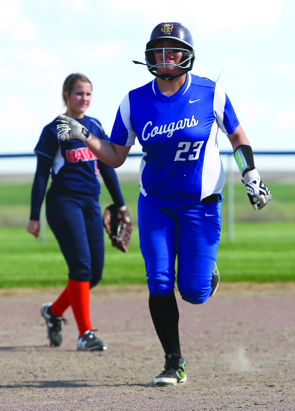 Connor Vanderweyst/Columbia Basin Herald
Warden's Jocelyn Chagoya (23) rounds the bases after a three-run home run in the third inning against College Place.