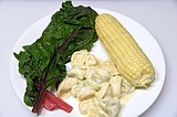 Swiss chard with corn and tortellini