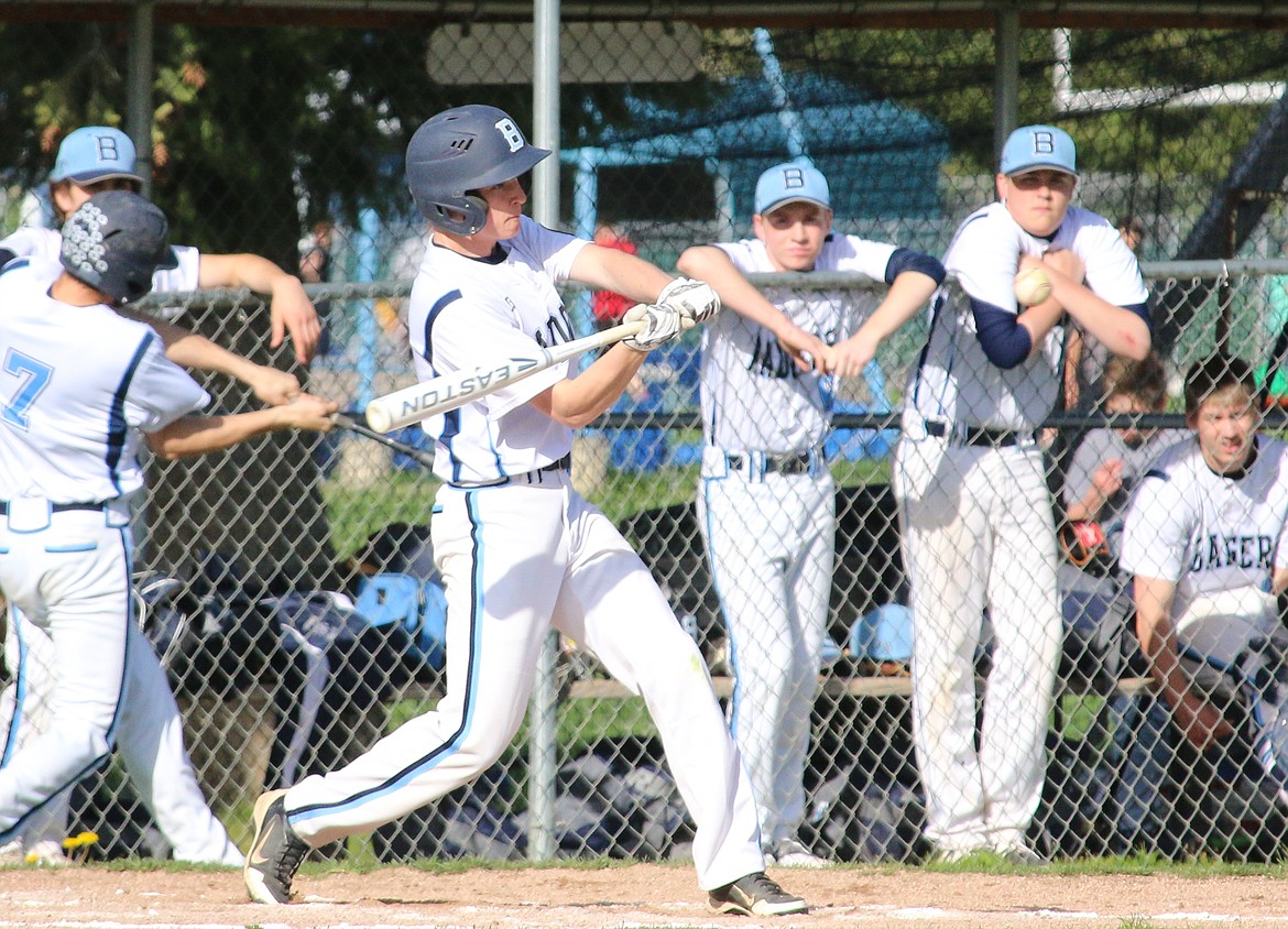 Photo by MANDI BATEMAN
Mason Eby lines up for a hit.