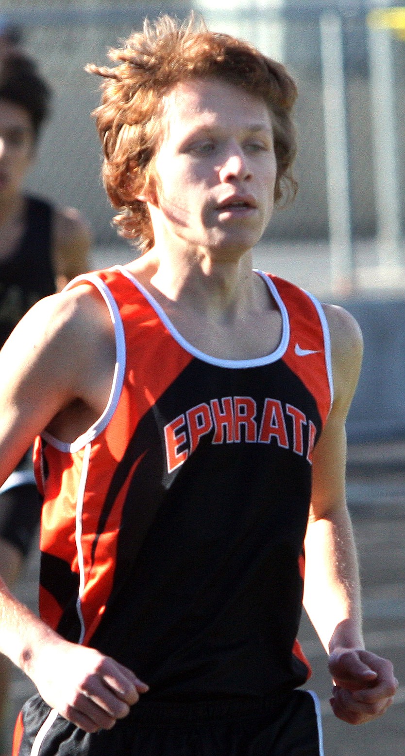 Rodney Harwood/Columbia Basin HeraldEphrata senior Ethan Green won the 3200-meter race Friday at the CWAC District 5-6 track and field meet at Jaycee Stadium in Quincy.