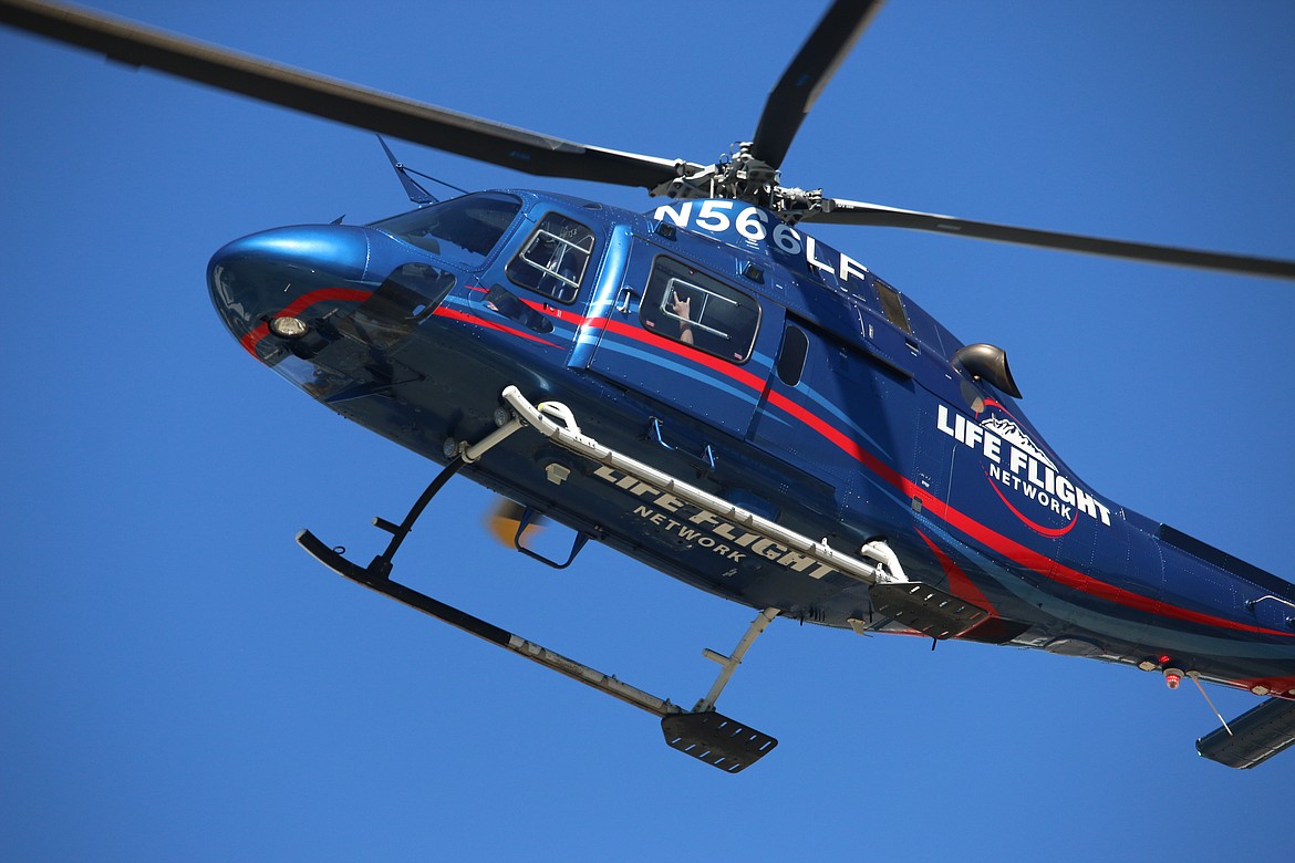 Photo by MANDI BATEMAN
The most severely injured of the simulated crash took a ride on Life Flight. Despite the intense situation, the student actor obviously enjoyed his flight.