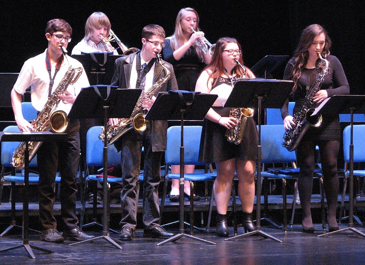 Libby&#146;s High School Jazz Band performs at the state competition May 5-6 in Missoula. Band members are Trey Thompson, Chris Williams, Kristel Donahue and Sabra Hancock, front row, and Colton Tubb and Cerria Swagger, back row. (Courtesy Photo)