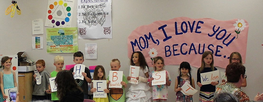 &#147;Mom, I love you because&#148; was a special presentation the kindergarten class did for their mother&#146;s. (Kathleen Woodford/Mineral Independent).