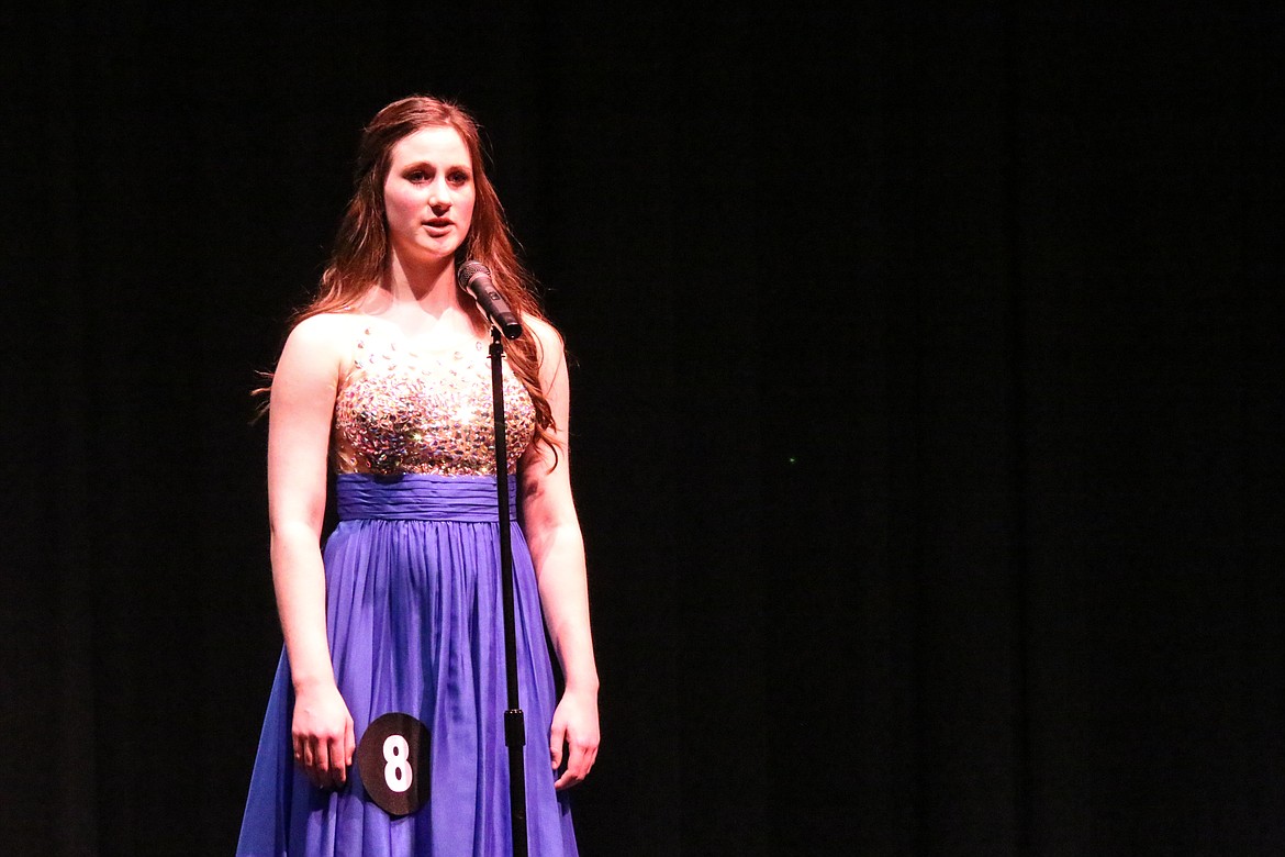 Photo by MANDI BATEMAN
Hannah Sims answers a question during the Self Expression portion of the performance.