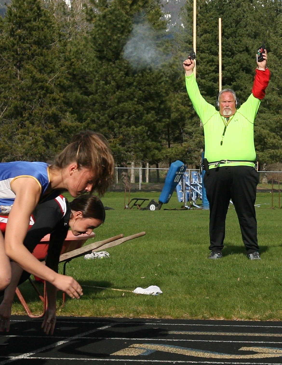 (Photo by ERIC PLUMMER)
Sandpoint native Tim Ross has been firing the starter&#146;s pistol at track meets in the state of Idaho for more than four decades.