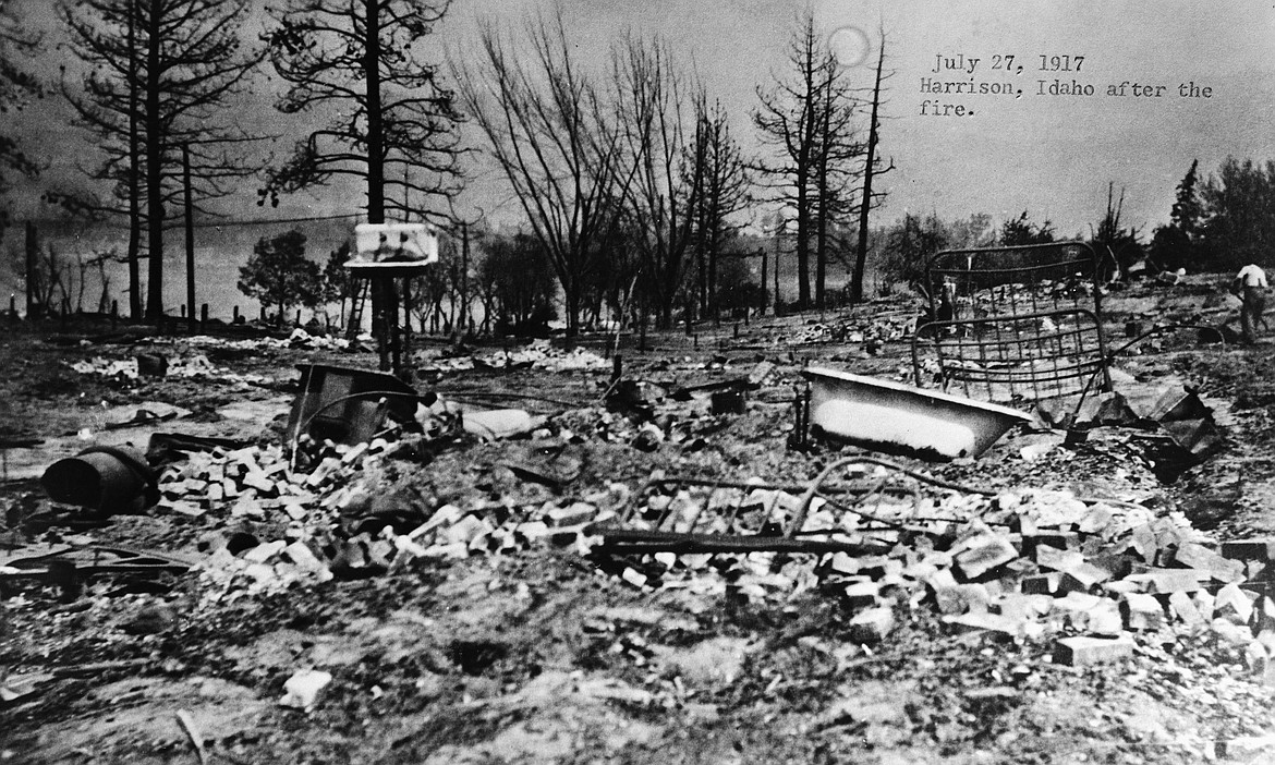 Photo courtesy of the Museum of North Idaho
Much of Harrison was reduced to rubble after a fire devastated the town July 21, 1917. This shows the aftermath on July 27, 1917. The town rebuilt and is celebrating its survival during the 100 Year Fire Commemoration starting at 10 a.m. Saturday.