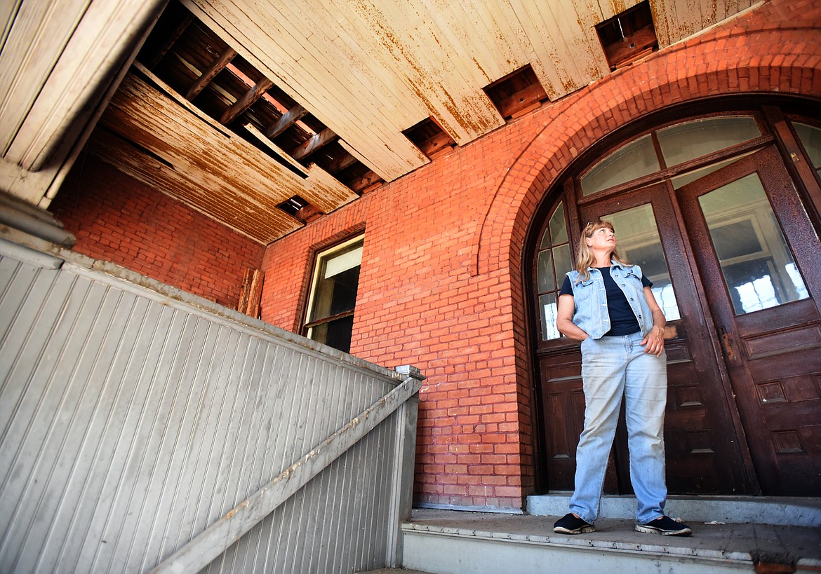 Sherry Lewis-Peterson in the entryway of the Old Main building at the Montana Veterans Home on May 23 in Columbia Falls. Lewis-Peterson is looking at renovating the building into an arts and cultural center. (Brenda Ahearn/Daily Inter Lake)
