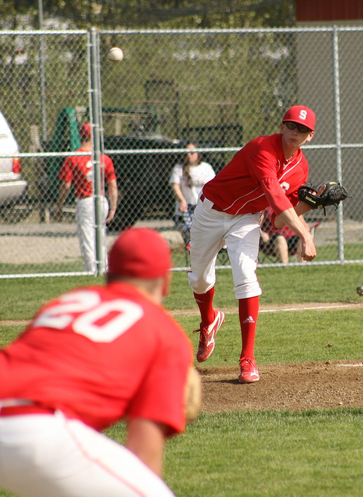 (Photo by ERIC PLUMMER)
Senior pitcher Sydney Bottomley led the Bulldogs in innings pitched this season, earning a spot on the all-league team.