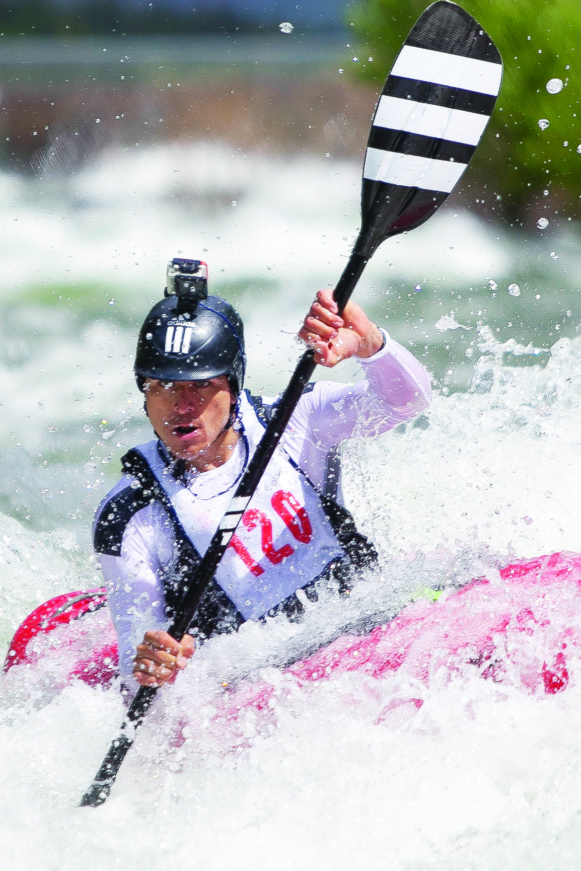 A COMPETITOR navigates the expert slalom course during the 39th Annual Bigfork Whitewater Festival in 2014.
(Patrick Cote/Daily Inter Lake, file)