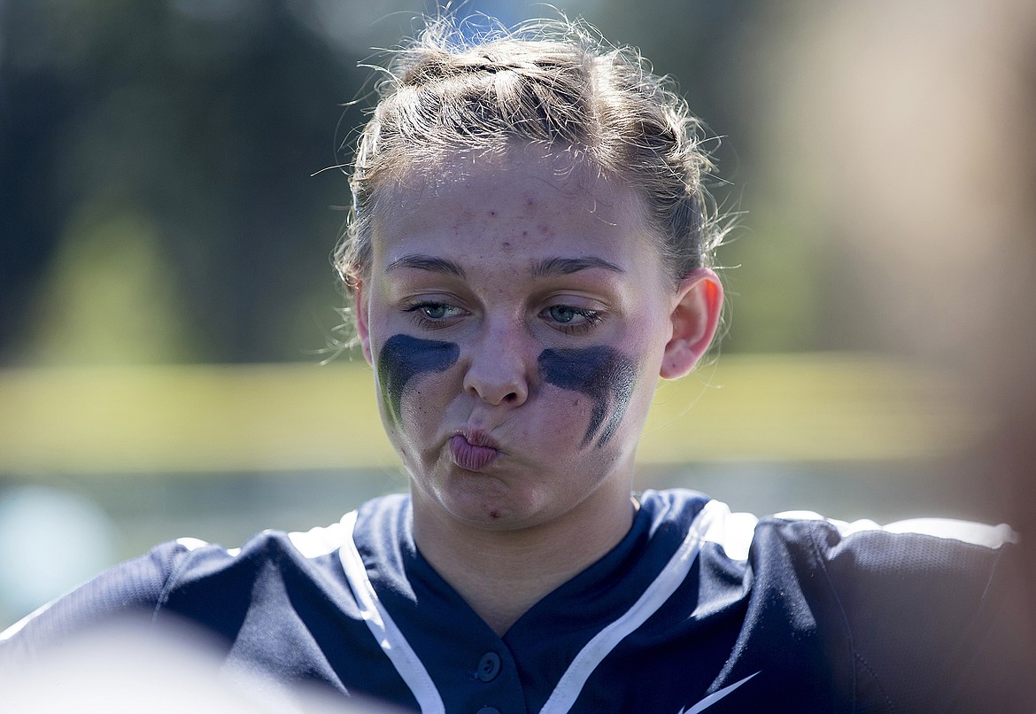 LISA JAMES/Press
Lake City catcher Olivia Zufelt reacts to their 9-3 loss to Eagle in their first game of the 5A State Championship at Coeur D'Alene High School on Sunday.