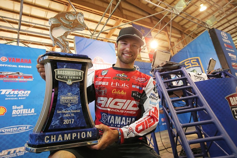 Photo by Seigo Saito/B.A.S.S.
Brandon Palaniuk of Hayden won the 2017 Toyota Bassmaster Texas Fest on Sunday in Lufkin, Texas, with a four-day total weight of 93 pounds, 12 ounces.