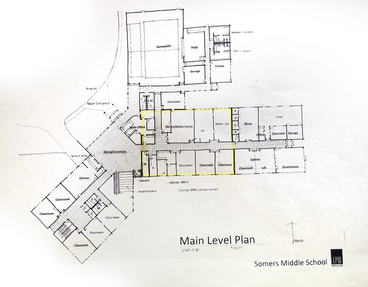 Schematics of the proposed construction for Somers Middle School. (Brenda Ahearn/Daily Inter Lake)